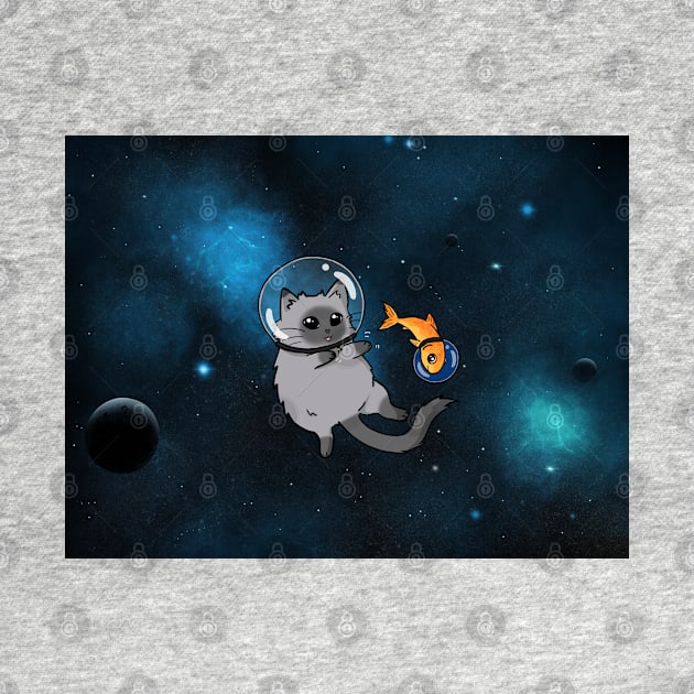 spacecat and spacefish by sivelobanova